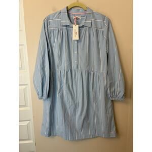 Vineyard Vines Blue and White Striped Shirt Dress Medium Coastal Nautical